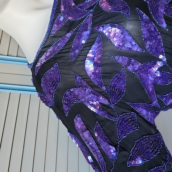 Vintage Black and Purple Sequin Top - Picture 5 of 12